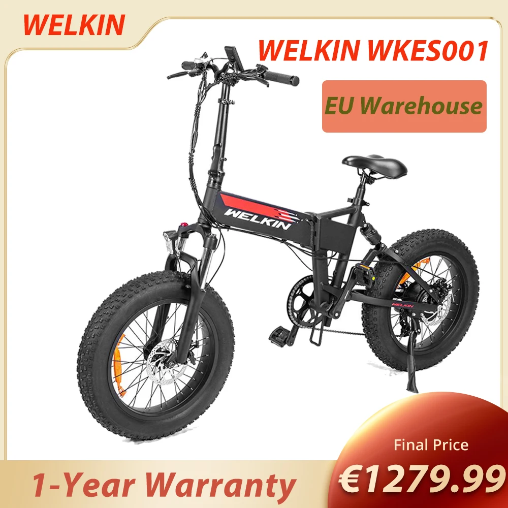 WELKIN WKES001 Electric Bicycle Snow Bike 500W Brushless Motor 48V 10.4Ah Battery 20'' Tires 7 speed 25km/h Max Speed