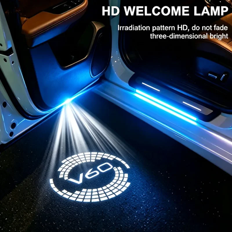 For VOLVO V40 2013 2014 2015 2016- 2022 V60 S80 S60 XC60 XC90 Rdesign LED Car Door Welcome Lamp Logo Projector Light Accessories