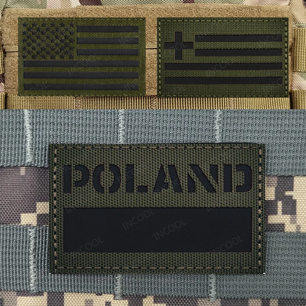 France Italy Norway Sweden Finland Denmark Poland Greece Spain Czech Serbia Army Green Flags Reflective Patches Tactical Badges
