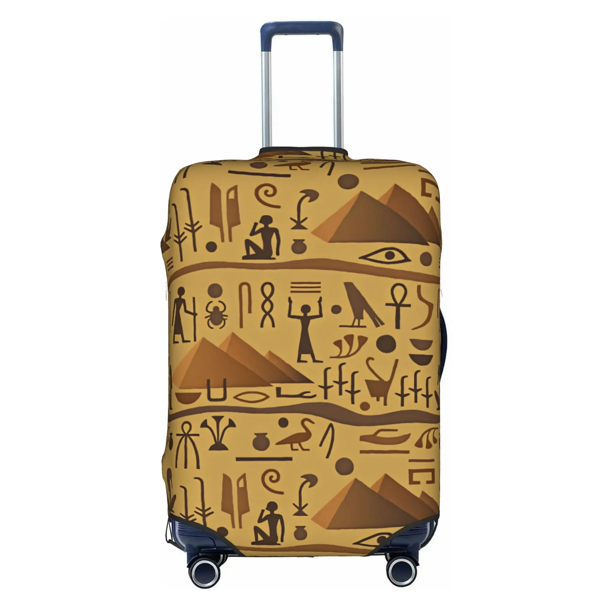 Egyptian Hieroglyphic Style  Travel Luggage Cover Dust Proof Pyramids Eye of Horus  Suitcase Cover Protector Fit 18-32 Inch
