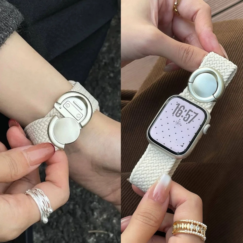 Woven Magnetic Attraction Strap Customized for Xiaomi/Huawei/Redmi Watch Strap Round Buckle Knit Red/black Watch Accessories