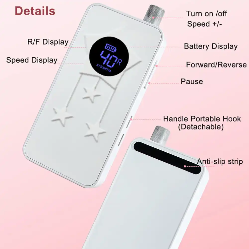 40000 giri/min trapano per unghie trapano ricaricabile levigatrice per unghie senza fili per manicure pedicure nail art macchina per unghie professionale a basso rumore