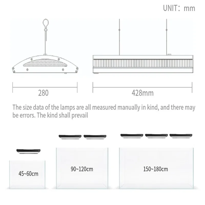 WEEKAQUA 120w 12000k Aquarium Led Light Full Spectrum Aquatic Aquascaping Plants Used Light APP Control for Freshwater lighting