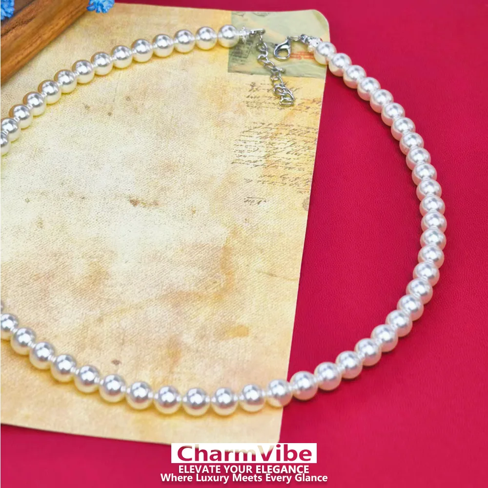 NEW Vintage Timeless Pearl Choker for Women Single Strand White Pearl Necklace Bridal Wedding Elegant Fashion Jewelry Gift