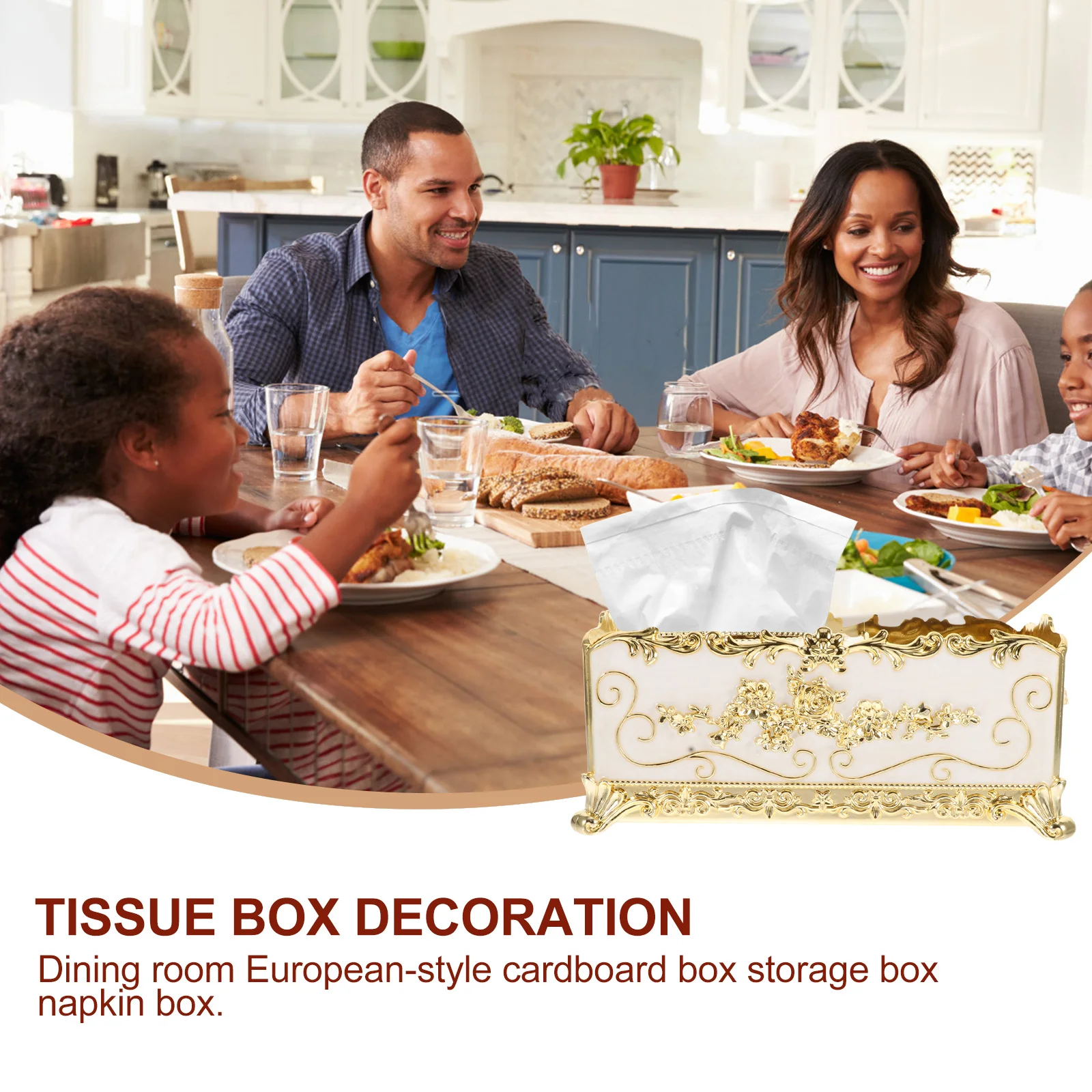 

Fashion European Style Tissue Box with Rose Pattern PP Material Tissue Holder for Home Office Car Bathroom Decor