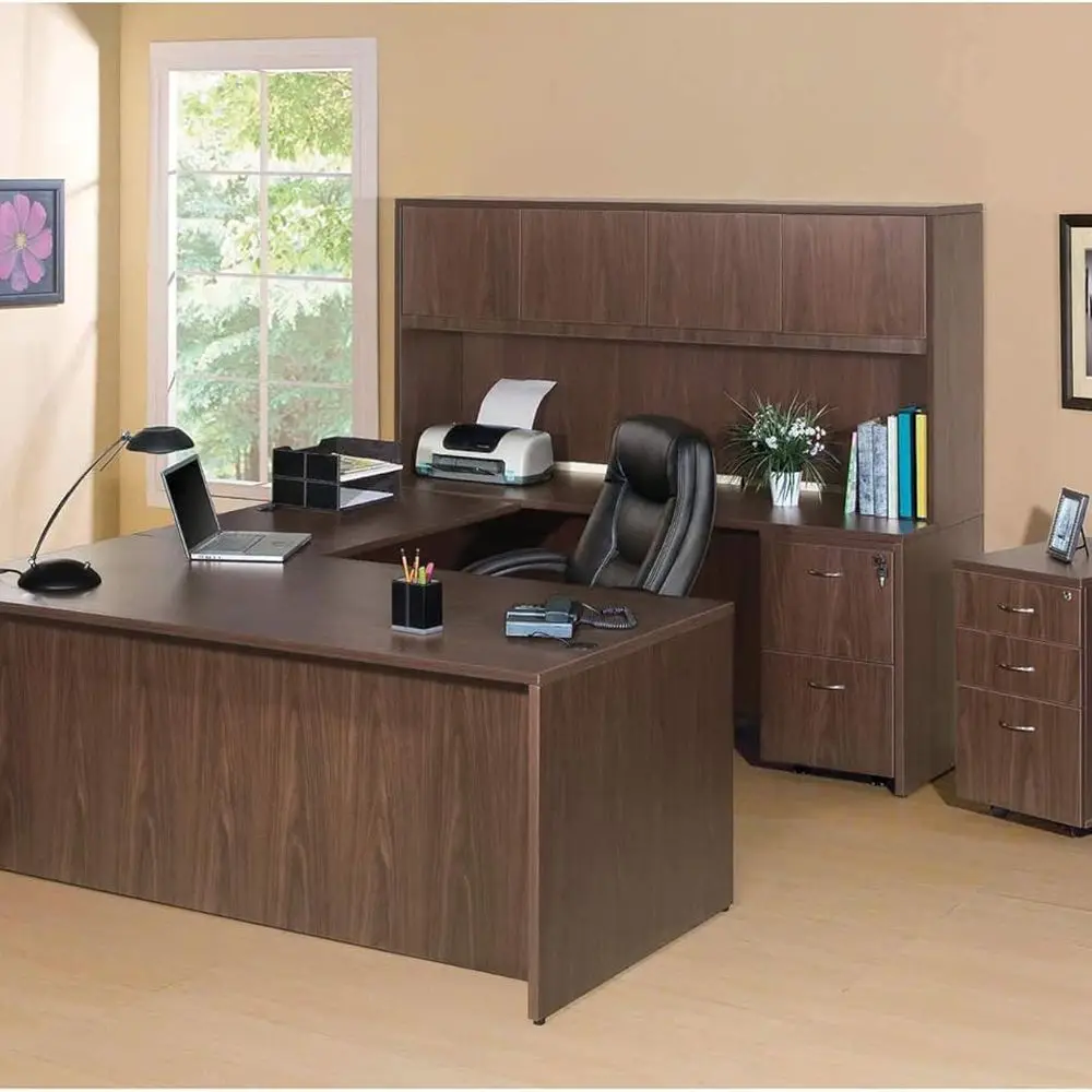 قاعدة متنقلة مدمجة من خشب الجوز - منظم مكتب قائم بذاته