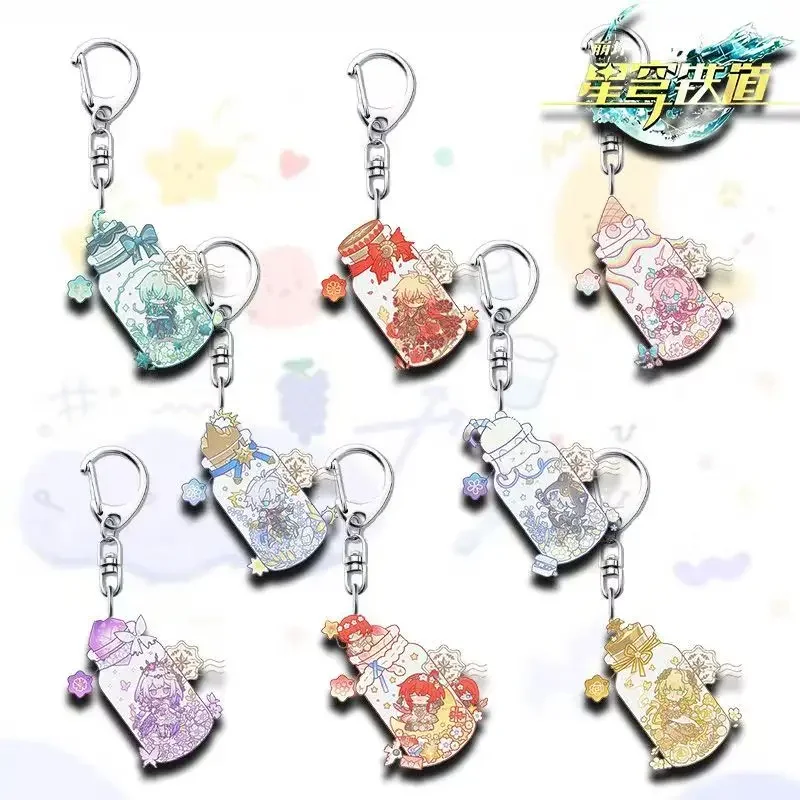 8Pcs/Set Game Keychain Anaxagoras Castorice Mydei Tribios Aglaea Cipher NeiKos496 Keyring Cartoon Print Acrylic Key Chain Ring