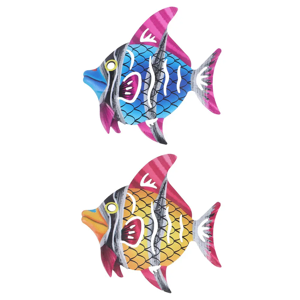 

2pcs Iron Hanging Decor Wrought Iron Fish Art For Garden Corridor Fish Wall Art, Home Decor Wall Art, Small Home Ornament