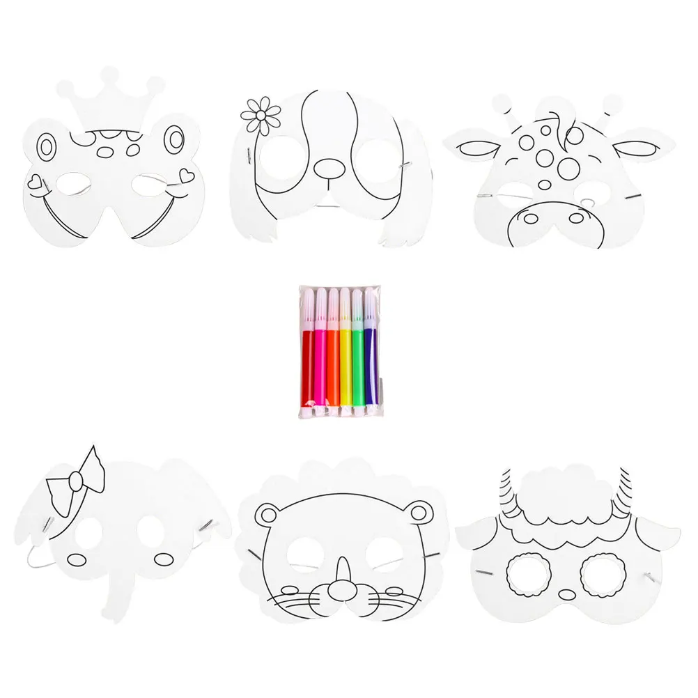 

Hand Drawn Blank Mask Animal Crafts Color Your Own Prom Birthday Party Favors Paper