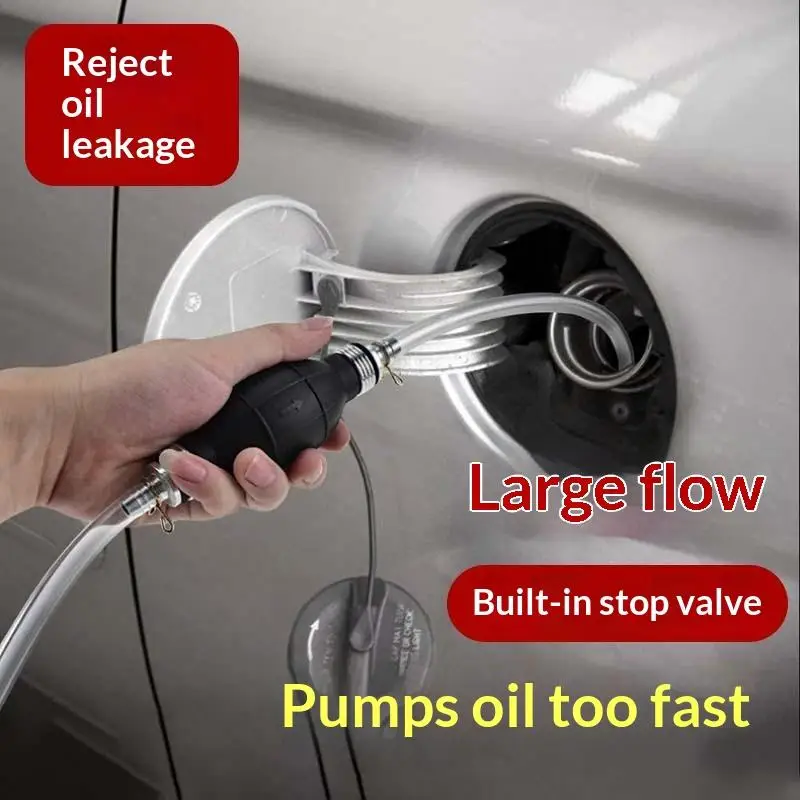 Manual Handy Fuel Pump 2M Long Oil Siphon Pipe Durable for Home Garage Car Lawn Mower Gas Transfer