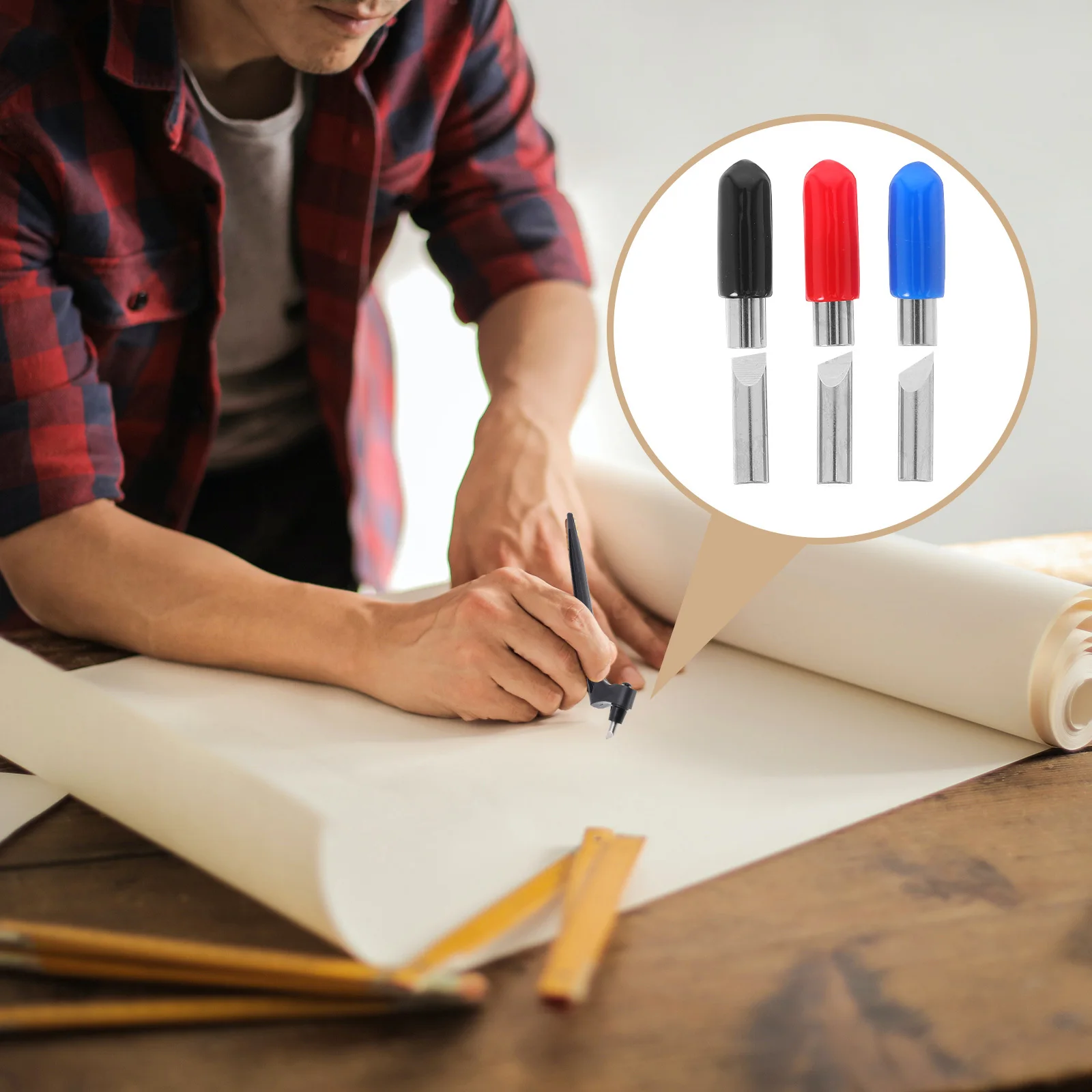 

3Pcs Craft Cutting Tool Set Handheld Rotary Blades 360 Degree Rotating Paper Engraving Carving Tool Accessories