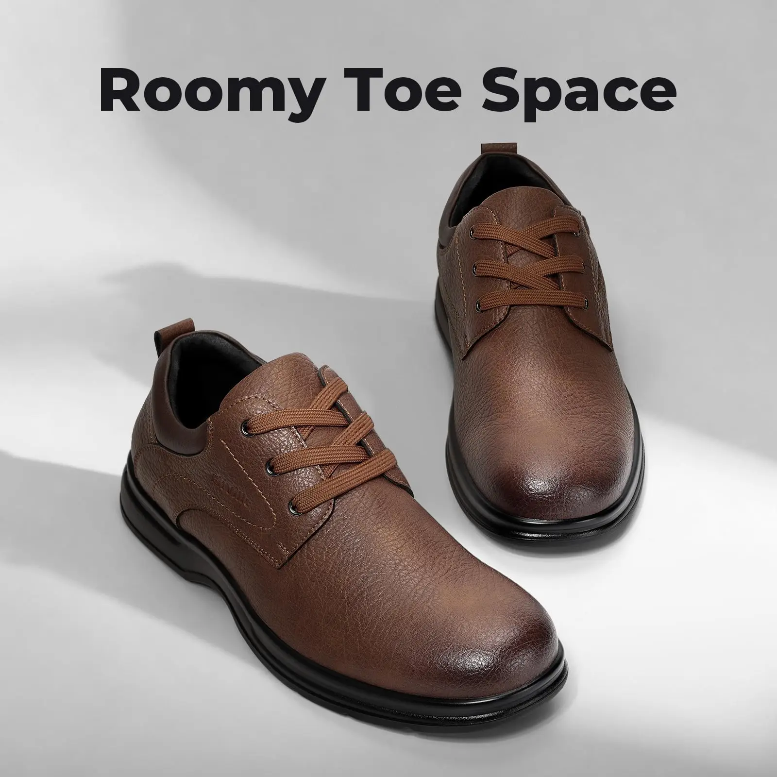 FitVille Wide Oxford Shoes For Men Busniess Casual Dress Shoes Formal Shoes Wide Width Arch Support, Comfortable, Vegan Leather