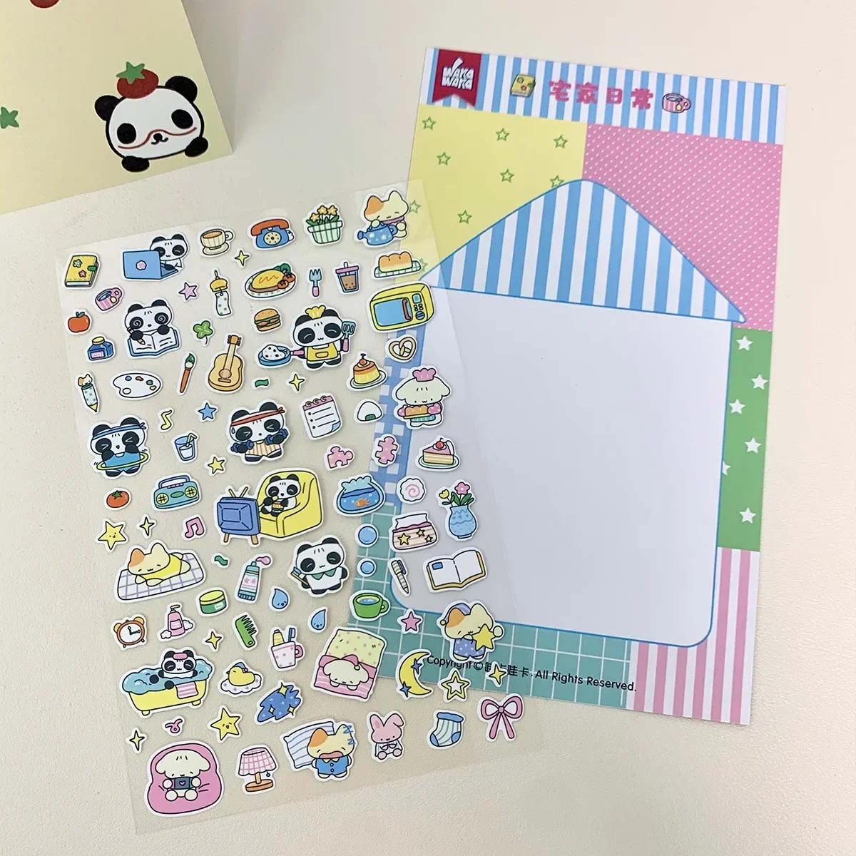 Karamel Panda Oude Handboek Sticker Collage Materiaal Leuke Cartoon Decoratieve Sticker