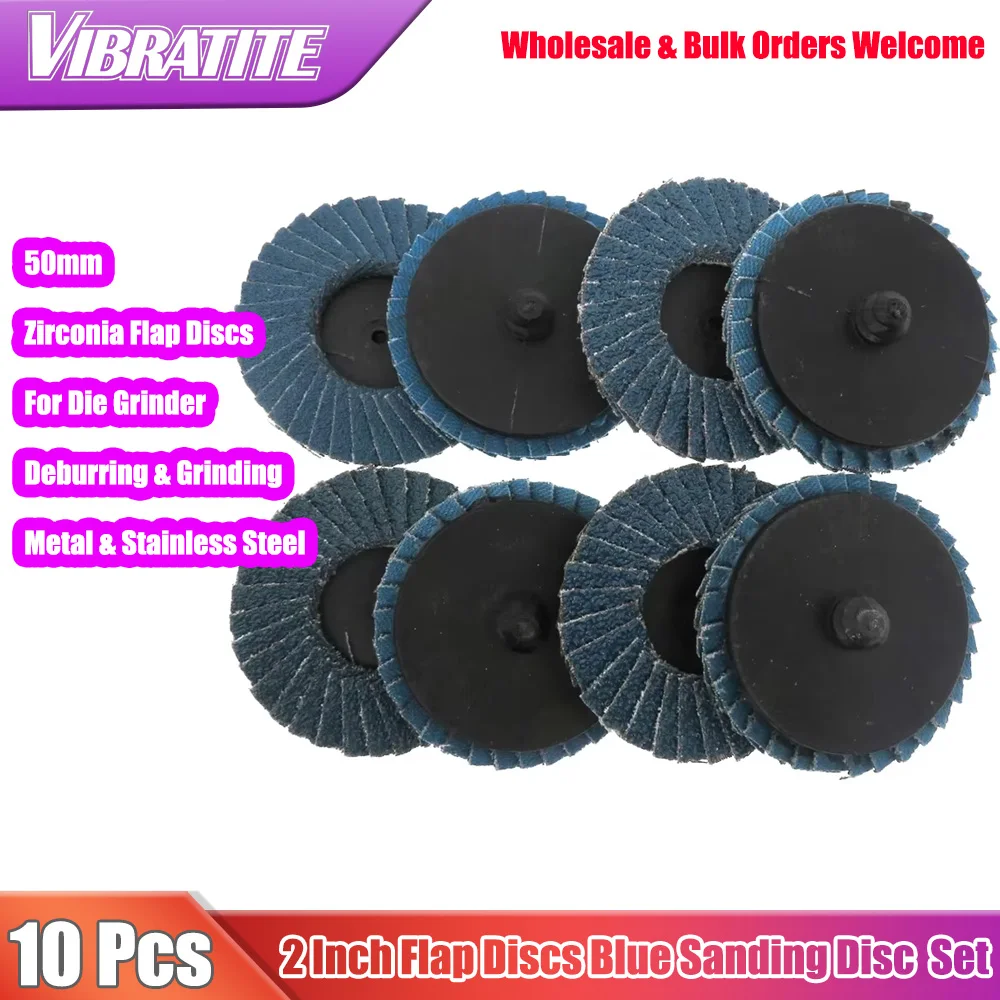 10 Pcs Flap Discs 2 Inch 50mm Blue Sanding Discs 40 60 80 120 Grit Grinding Wheels Blades For Angle Grinder