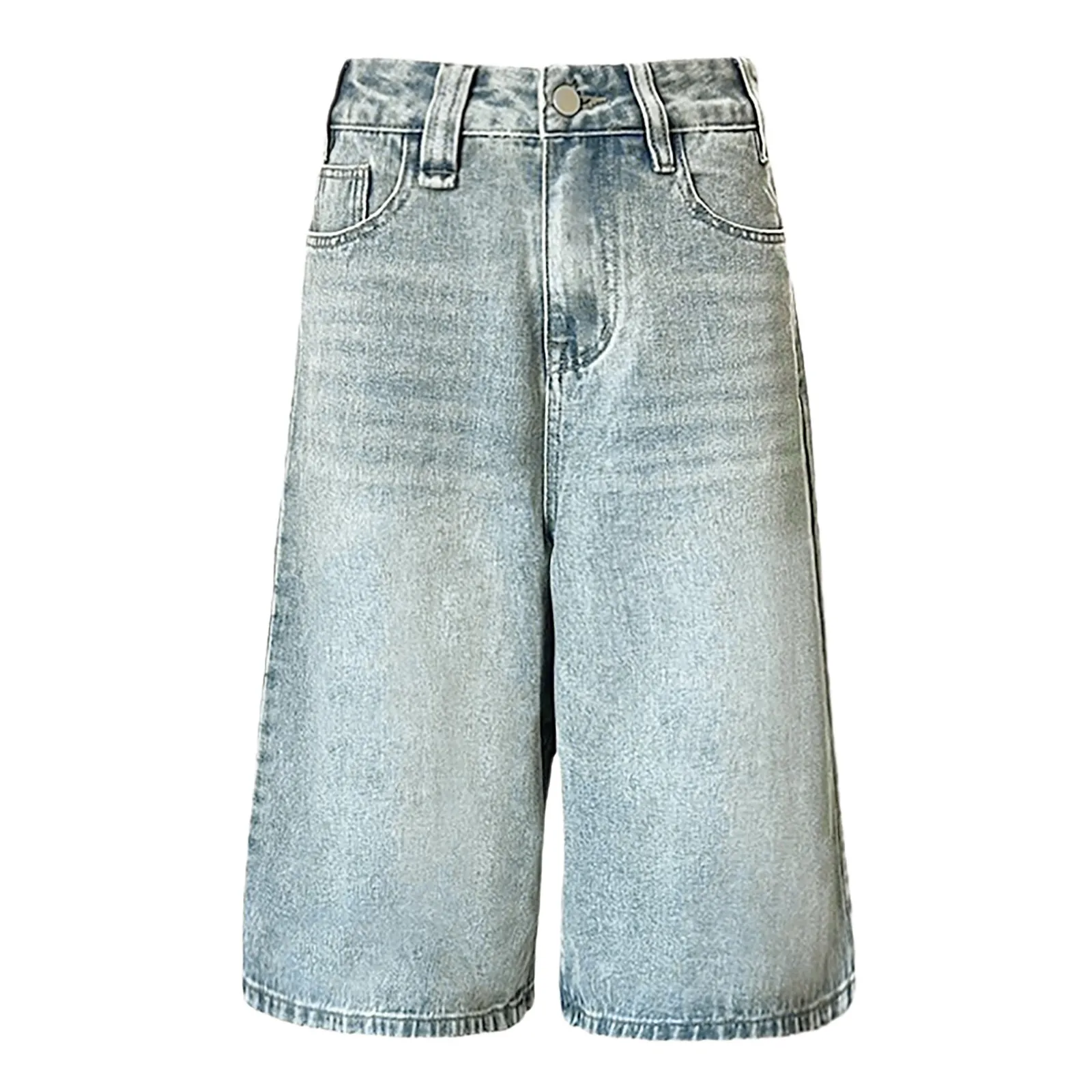 Casual Smooth Y2k Baggy Jeans Women'S 2000s Clothes Pants Street Low Rise Flared Jeans Korean Popular Seven-Point Denim Overalls