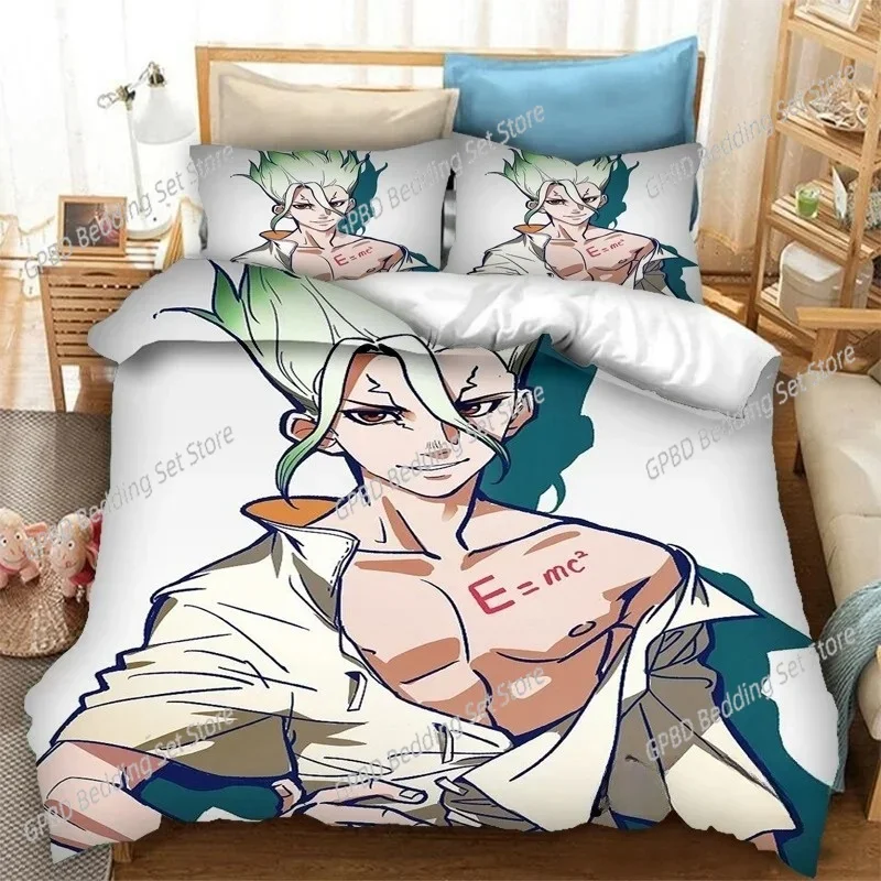 New Anime Dr.STONE 3D Print Bedding Set Duvet Covers Pillowcases Comforter Bedding Sets Duvet cover Sets