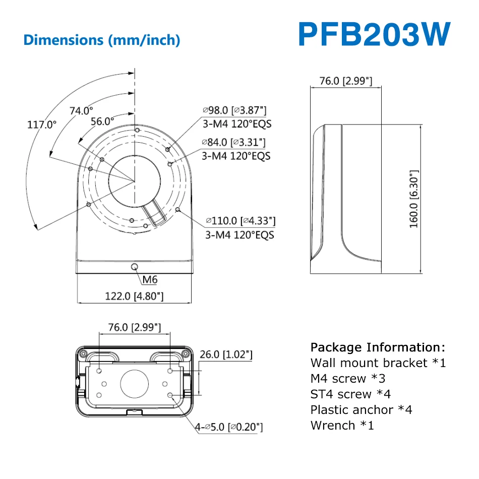 Imagem -03 - Dahua-suporte de Parede para Câmeras ip Suporte Impermeável Material de Liga de Alumínio Custo-benefício Pfb203w Pfb204w Pfb205w-e