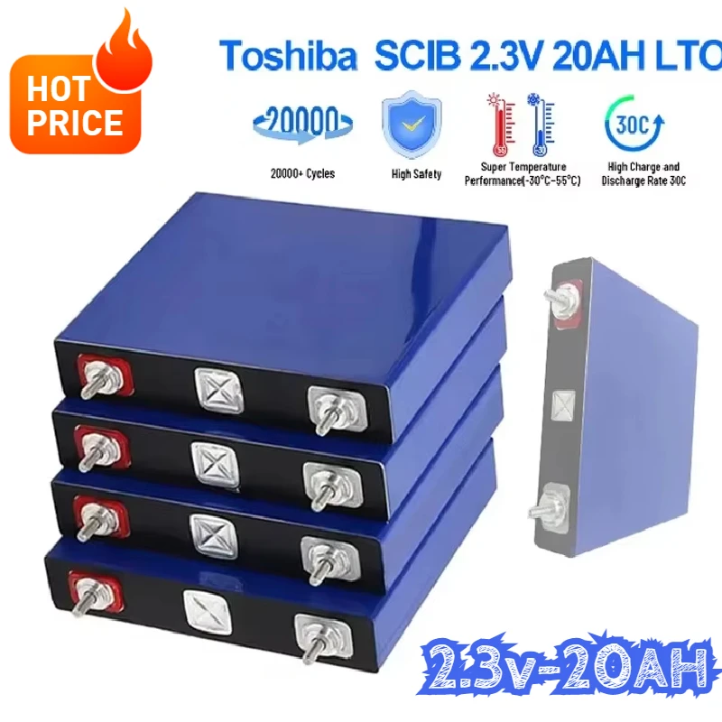 Toshiba 2.3V 20Ah LTO Cell Rechargeable 100% Original Batteries for Low Temperature High Rate Discharge DIY 12V 24V Battery Pack