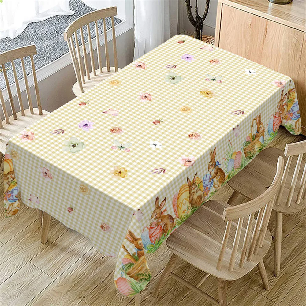 Oster-Tischdecke, rechteckig, für Frühling und Sommer, Oster-Tischdecke für Küche, Esstisch, Zuhause, Urlaub, Party, Picknicks und Abendessen, Dekoration