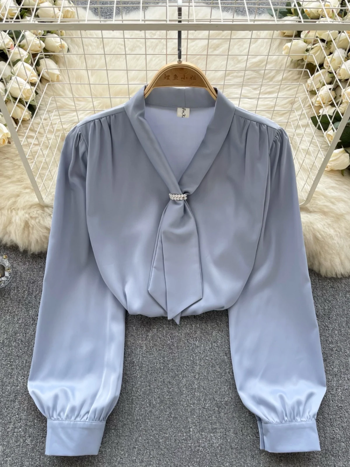 

Ele, корейская женская длинная све irt, универсальная универсальная блузка для поездок на работу, новинка весны 2024, удобная блузка свободного покроя