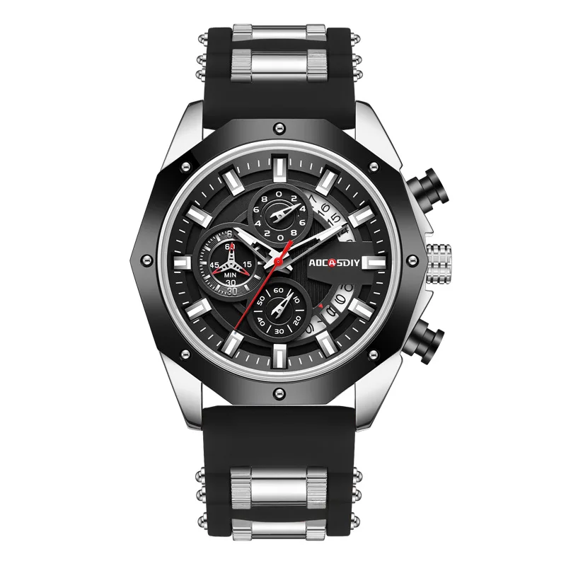 AOCASDIY* Sports Men's Watch Trend Multifunctional Quartz Watch Calendar Waterproof Cross-border Popular Watch Men's Watch