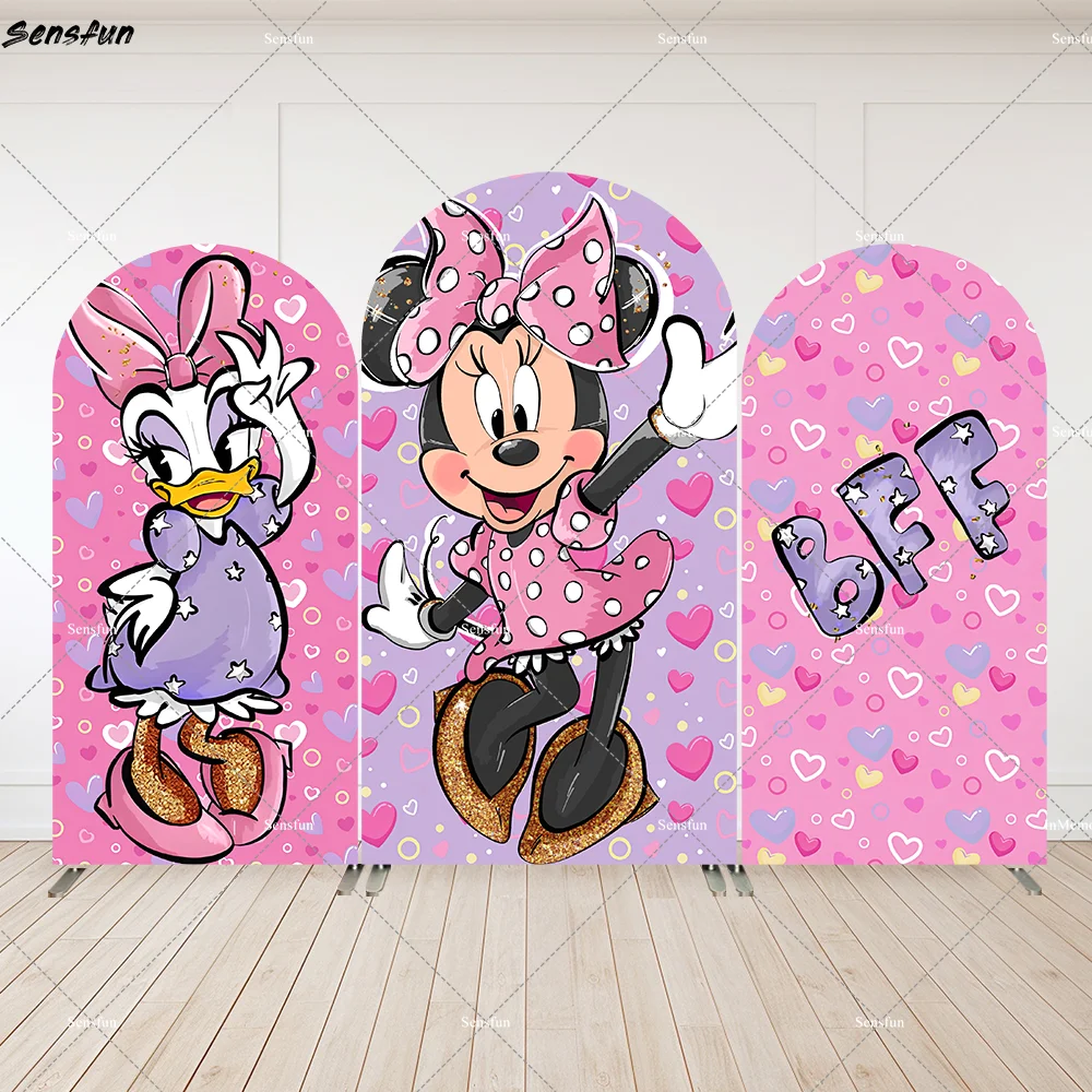 

Minnie Mouse Birthday Decoration Arch Backdrop Cover Chiara Wall Daisy Duck Baby Shower Photo Background Banner Doubleside