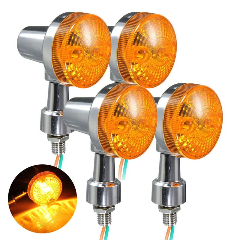 2PCS Motorcycle Turn Signal Lights Indicator Lamp Amber Flashers For Kawasaki Suzuki Honda Cafe Racer Turn Lamp