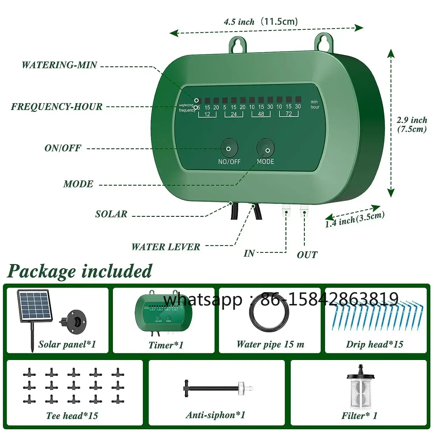 Garden greenhouse emitter controller kit micro drip pump solar hydroponics equipment automatic drip irrigation system