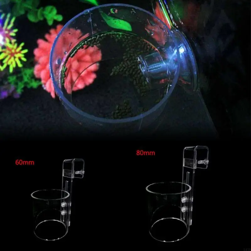 24TD Fish Feeding Ring Aquarium Safe Floating Feeder for Goldfish Clear Acrylic Cylinder Suspensible Circle