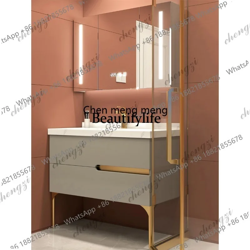 EE182 Bathroom Vanity Floor Type Standing Set Light Luxury With Sink Cabinet Smart Modern Nordic Hand Wash Basin Mirror Combinat