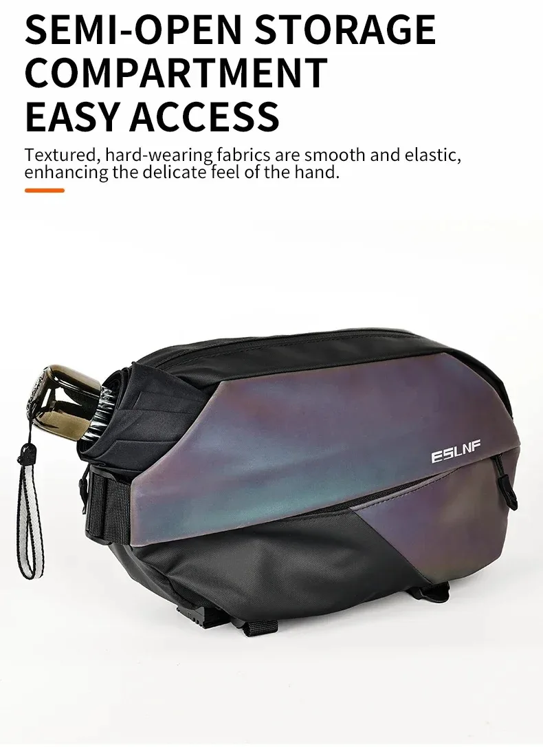 ESLNF Bicycle Reflective Bag Dazzling Bags Frame Pannier Bag Multifunction Outdoors Portable Shoulder Bag Bike Accessorie