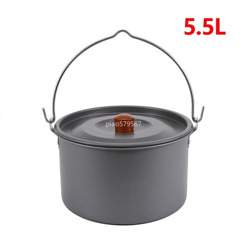 Outdoor picnic single aluminum alloy camping hanging pot, sitting pot 5-8 people marching picnic cauldron camp