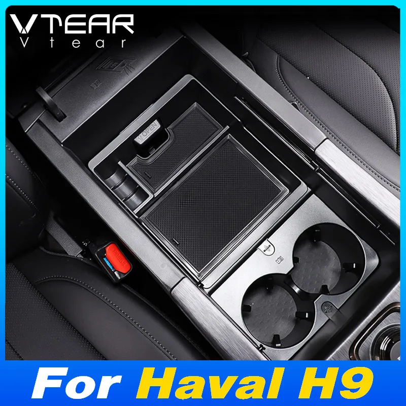 

Vtear подлокотник ящик для хранения автомобиля центральный органайзер лоток интерьер скрытый укладка аккуратные аксессуары украшения для Haval H9 MK2 2024