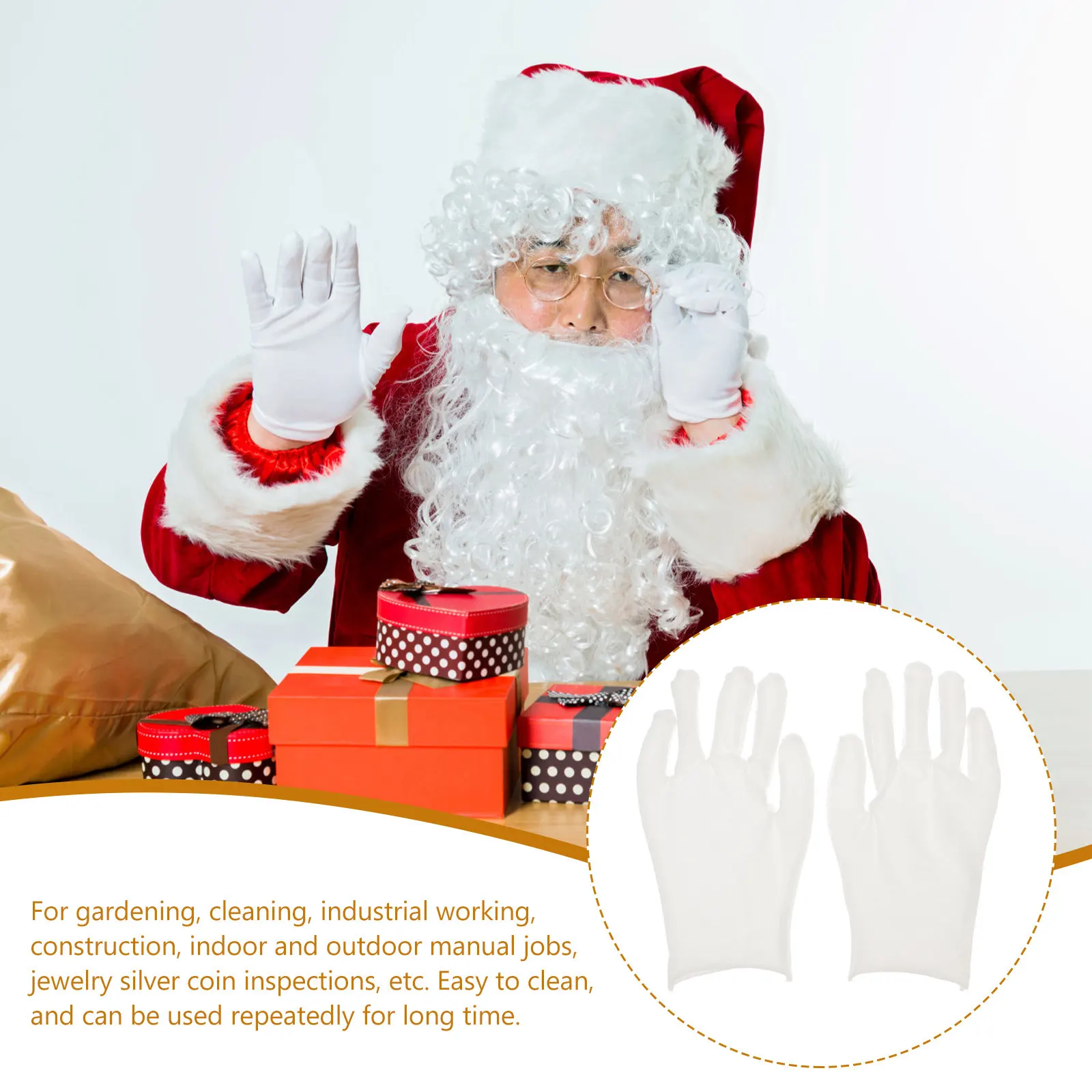 12Pair Full Cotton White Protective Gloves Lightweight Comfortable Safety Gloves Industrial Gardening Cleaning Reusable Washing