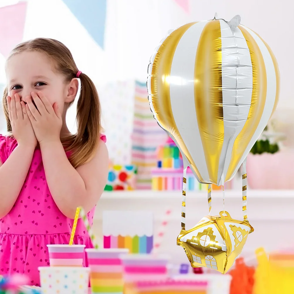 

5Pcs 4d Aluminum Foil Balloons Hot Air Balloon Decorations Birthday Baby Shower Wedding Graduation Party Supplies