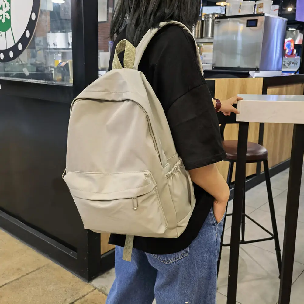 1 pz zaino in Nylon per le donne borsa a tracolla di grande capacità borsa da viaggio Casual tinta unita studenti zainetto zaini all'aperto