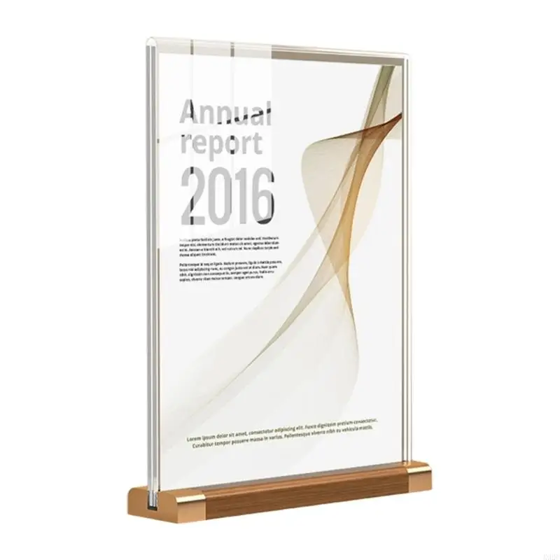 Elegant Double Layer Clear Acrylic A 5 Document Holders Frame With Golden Metal Base For Luxury Counters And Conferences K92C