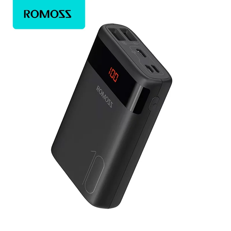 Romoss Ares10 10000mAh Power Bank Portable Charger with LED Light Digital Display Quick Charge Compatible with iPhone Samsung