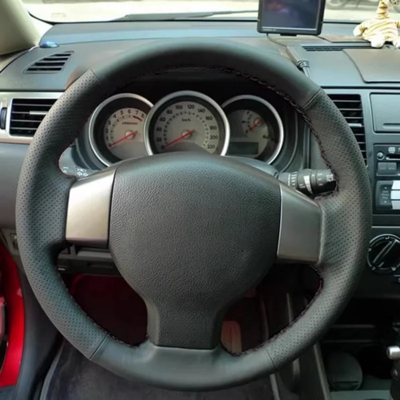 

Car Steering Wheel Weaving Microfiber Leather Livina Tiida 2008-2012 Interior Accessories Steering Wheel Cover For Nissan Sylphy
