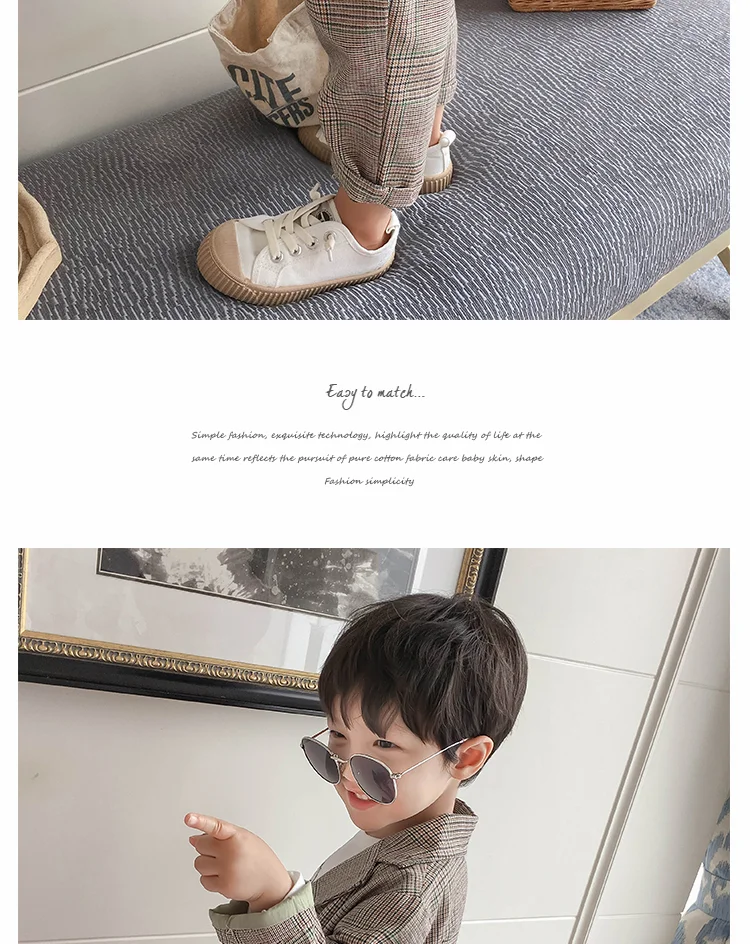 Neuer Karieranzug für Jungen, Blazer-Set, Kinder-Slim-Fit, Hochzeits- und Partykleidung, formelles Outfit im koreanischen Stil, cooler Jungen-Blazer, für 2, 3, 4, 5, 7, 9 Jahre – Detail 5