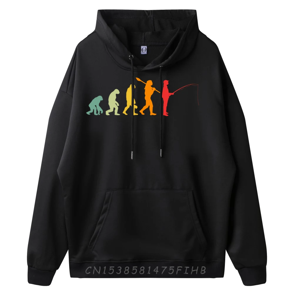 Funny Retro Fishing Evolution For Fishing Teehoodie Fall Brand Clothing Punk Style Man Sweatshirts