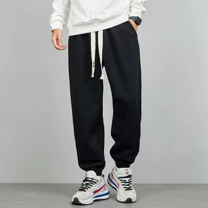 Men Spring Autumn Casual Loose Joggers Trendy Drawstring Sweatpants Versatile Sports Trousers