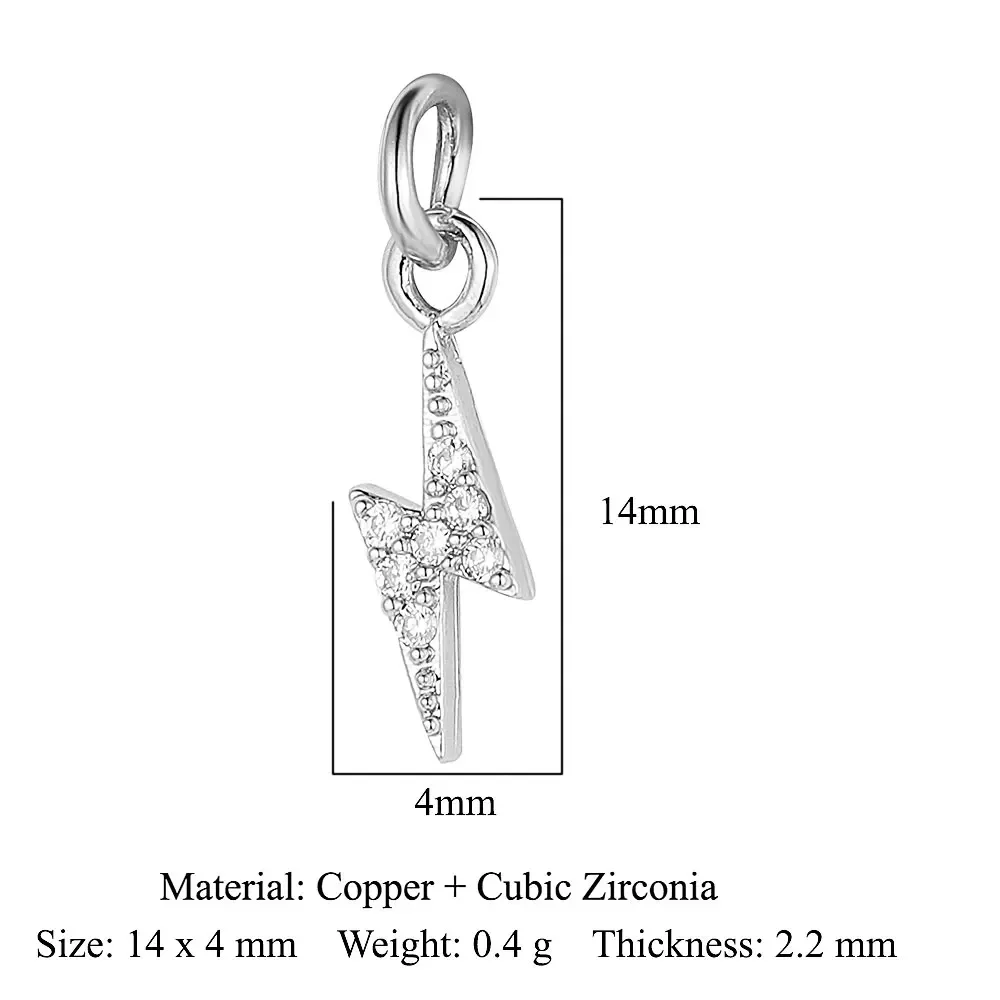 5 stks/partij Ster Hart Sleutel Koper Kubieke Zirkoon Charms Clover Lightning Hoefijzer Racket Maan Armband Oorbel Ketting Hanger