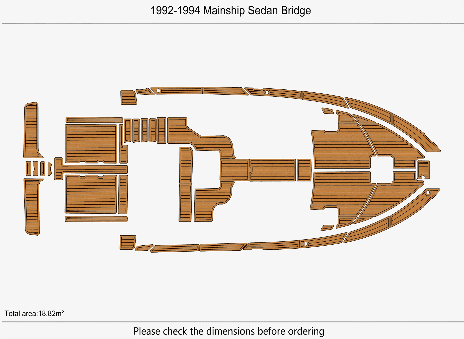Anti-Skid EVA Faux Teak Self-Adhesive 6mm Boat Decking Pad for 1992-1994 Mainship Sedan BridgeYacht Cockpit Durable Marine Floor