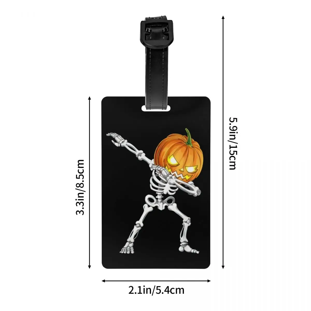 Custom Skeleton Scary Pumpkin Luggage Tag Halloween Travel Bag Suitcase Privacy Cover ID Label