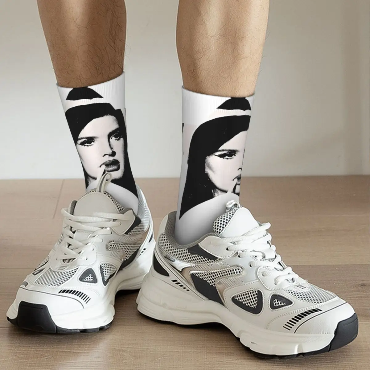 Funny Happy Smart Men's Socks Retro Harajuku L-Lana Del Rey Hip Hop Novelty Pattern Crew Crazy Sock Gift Printed