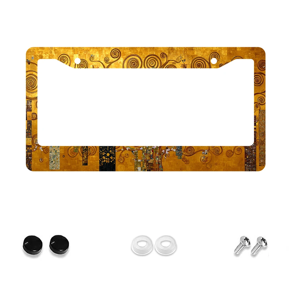 

1 шт., рамка номерного знака с 2 отверстиями в стиле ретро золотого цвета, алюминиевый материал, 6x12 дюймов с набором винтов, уникальный художественный дези