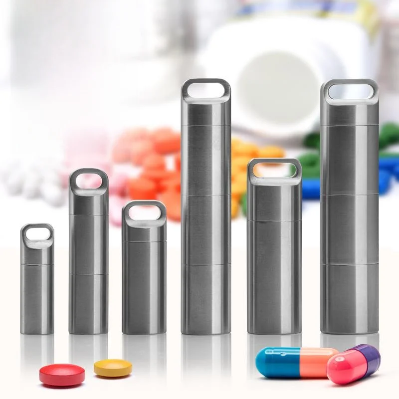 

Portable Waterproof Stainless Steel 304 Medicine Box Personal Emergency Medicine Bottle Brass Sealed Compartment Storage...