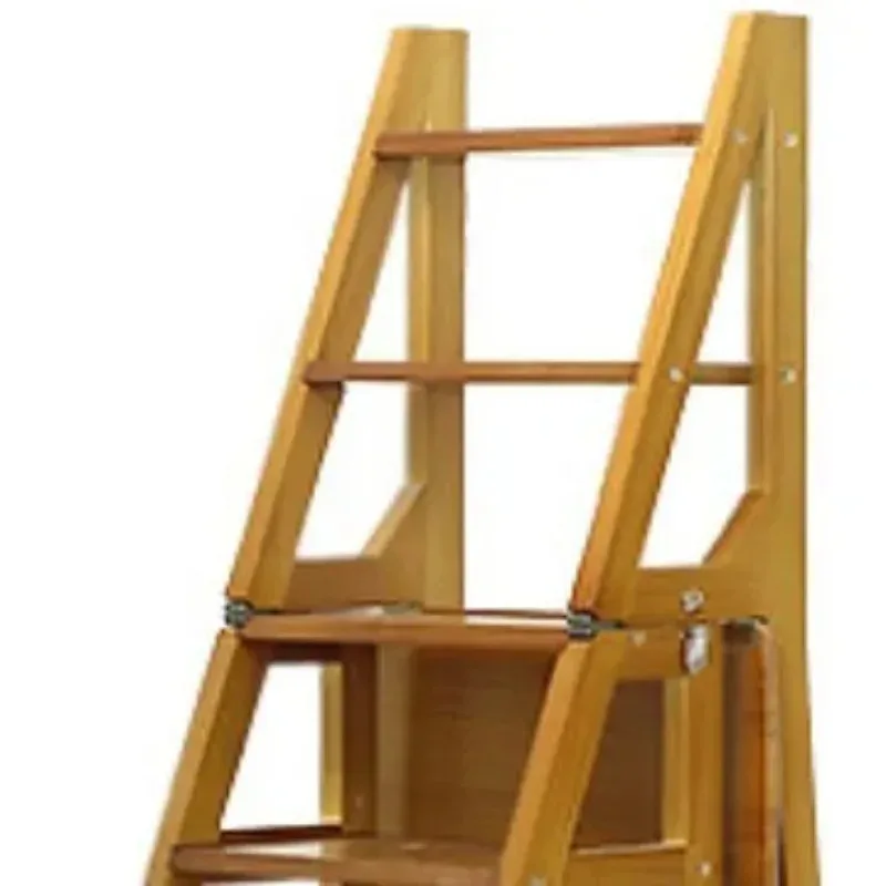 Household Multi-functional Folding Ladder 42*42.5*90cm Deformable Dual-purpose Ladder Stool Solid Wood Folding Chair Staircase