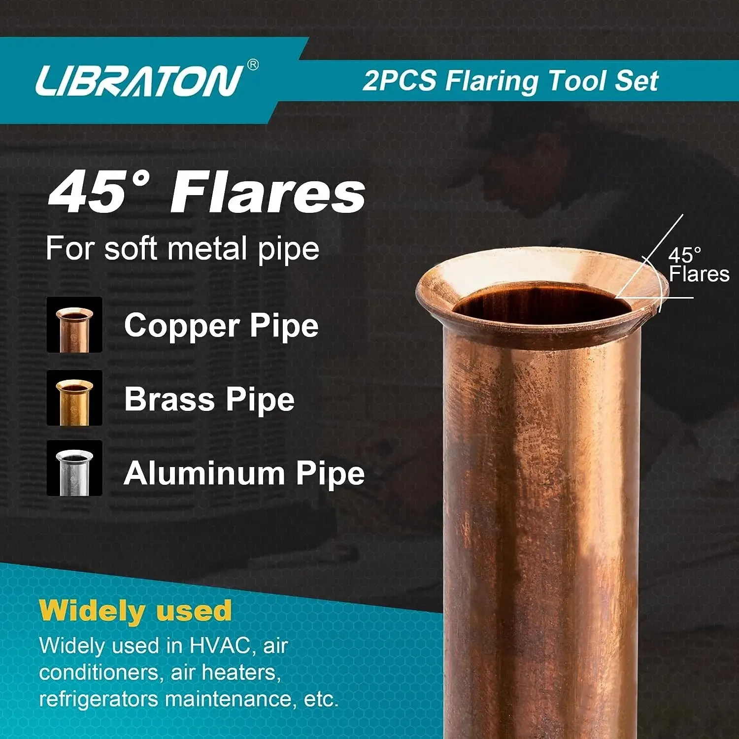 LIBRATON HVAC Flaring Tool Kit Metric / SAE, Copper Flaring Tool, 45° Eccentric Single Flare Tool for Copper Aluminum Pipe